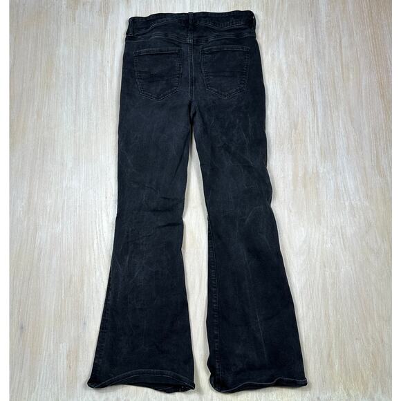 American Eagle Next Level Stretch Black Super High Rise Flare Denim Jeans 10 - Picture 13 of 16